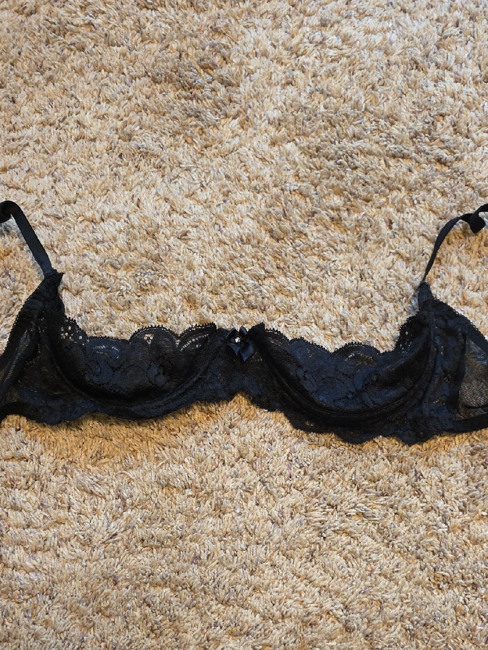 Black Lace Underwire Shelf Bra - Women's Intimates Size 38